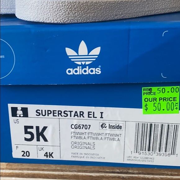Adidas SUPERSTAR SHOES size 5K - Picture 9 of 9